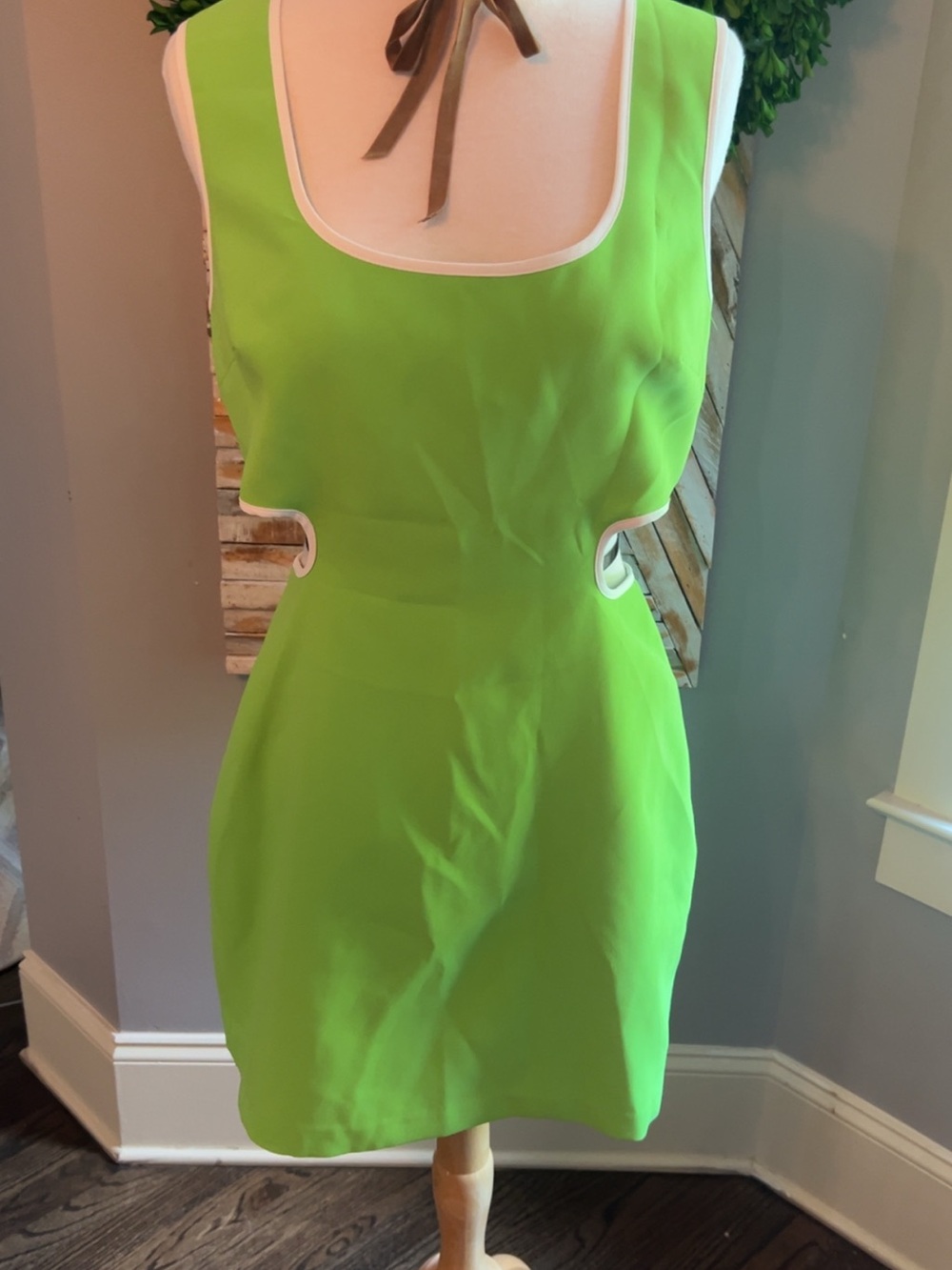 Amanda Uprichard Neon Green Cutout Mini Dress